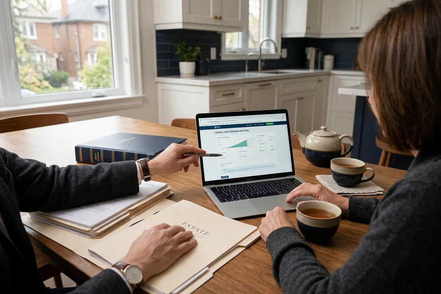 Executor using a cost estimator on a laptop at a kitchen table
